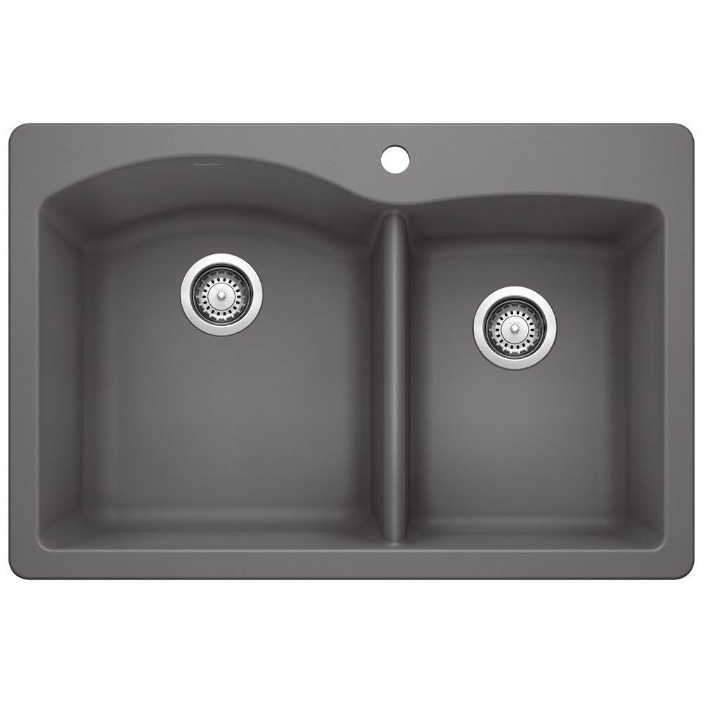 Blanco - Diamond SILGRANIT 33'' 60/40 Double Bowl Dual Mount Kitchen Sink - Cinder - Cinder