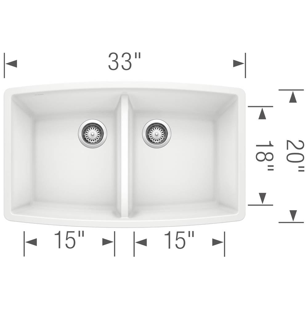 Performa SILGRANIT 33'' 50/50 Double Bowl Undermount Kitchen Sink - Cafe