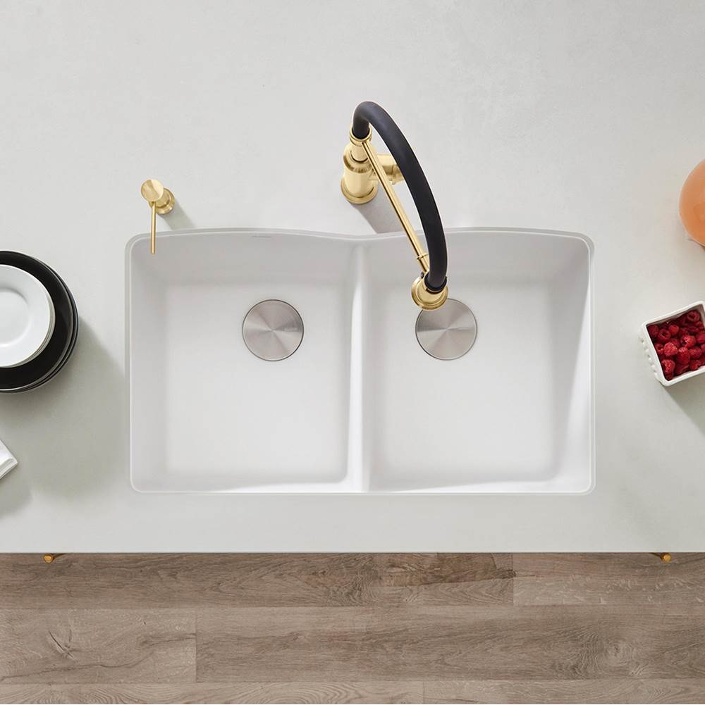 Diamond SILGRANIT 32'' 50/50 Double Bowl Undermount Kitchen Sink - Cafe