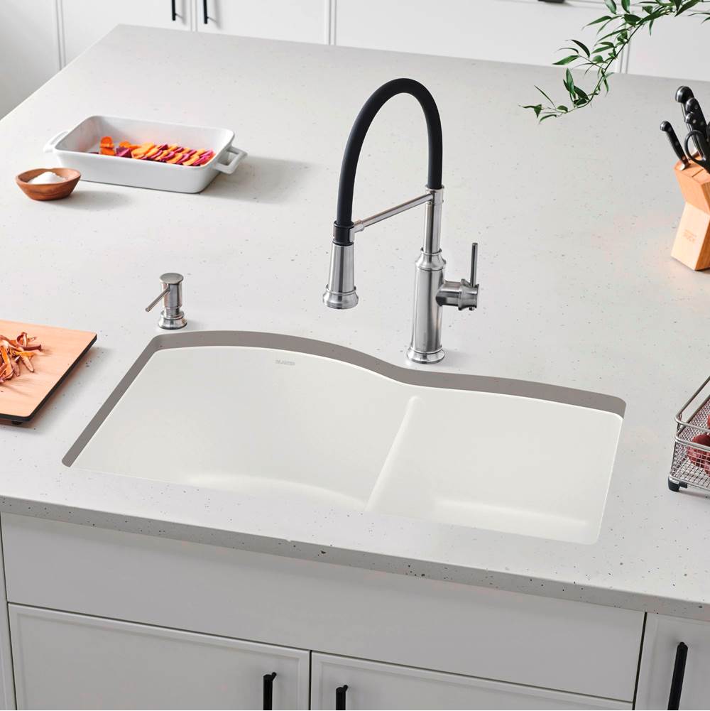 Diamond SILGRANIT 32'' 60/40 Double Bowl Undermount Kitchen Sink - Cafe
