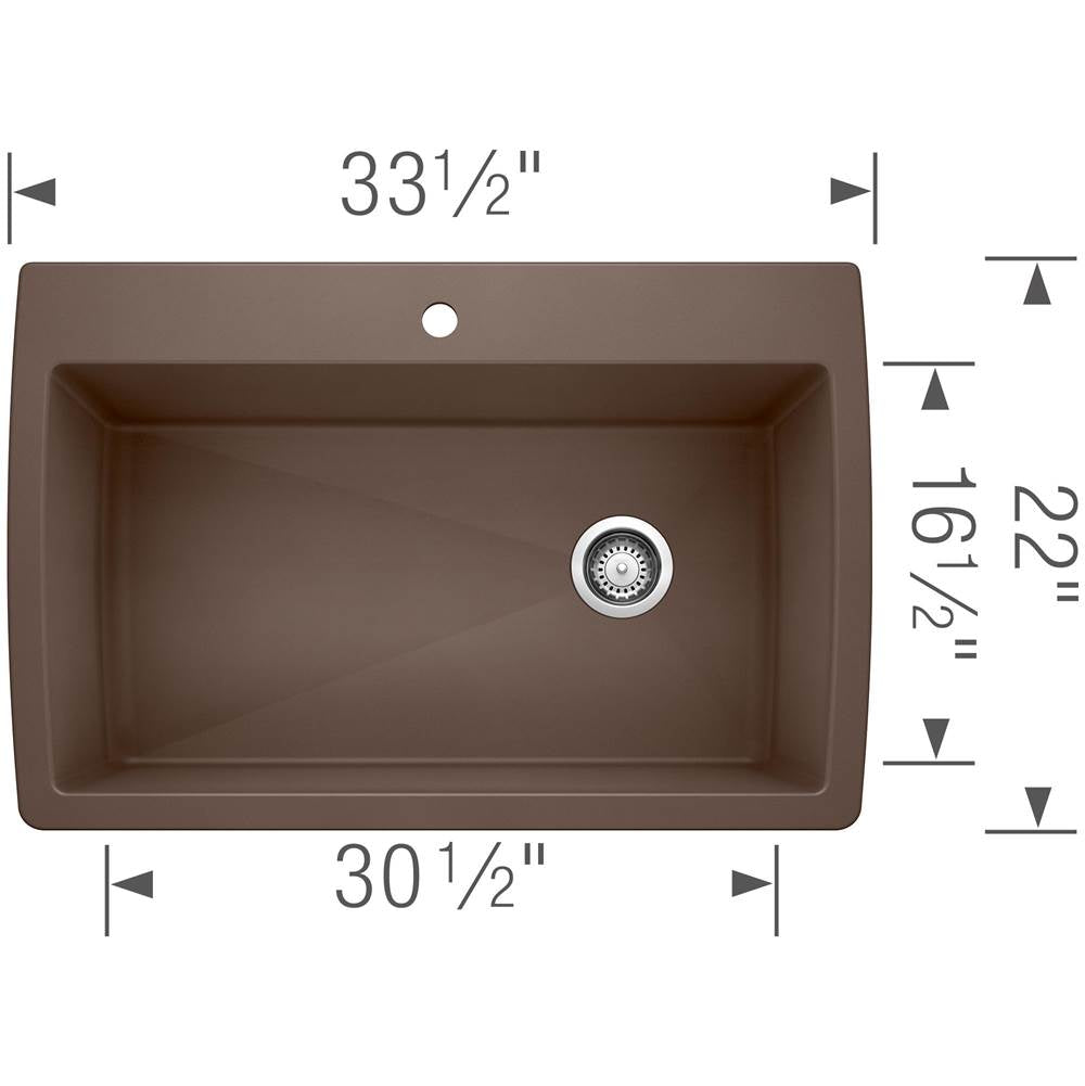 Diamond SILGRANIT 33.5'' Super Single Dual Mount Kitchen Sink - Cafe