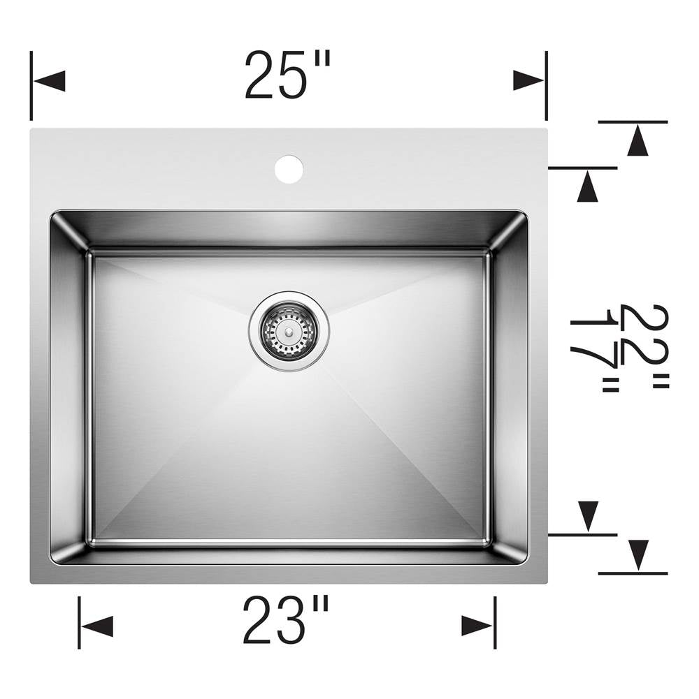 Quatrus R15 25'' Single Bowl Dual Mount Stainless Steel Laundry Sink