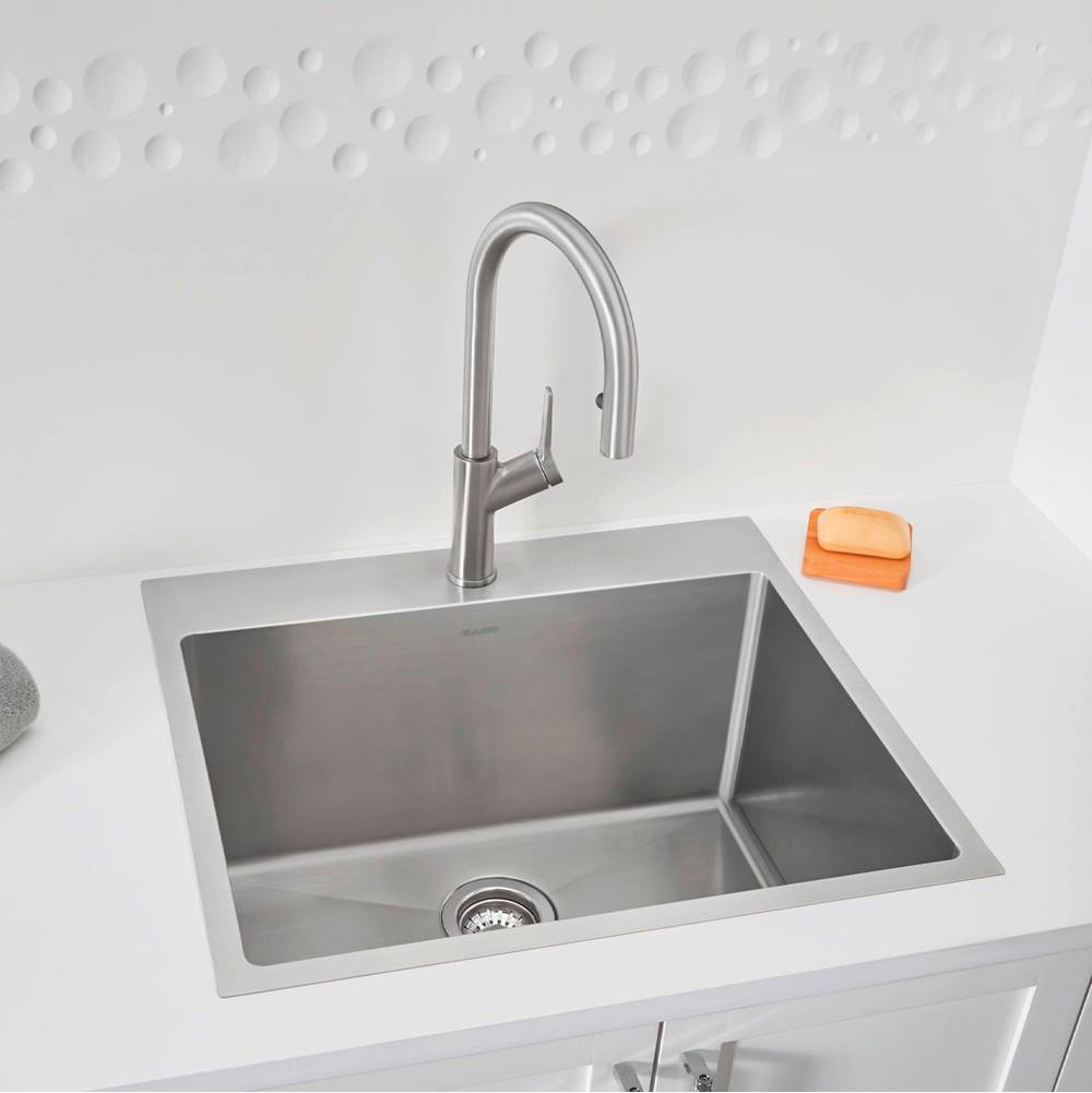 Quatrus R15 25'' Single Bowl Dual Mount Stainless Steel Laundry Sink