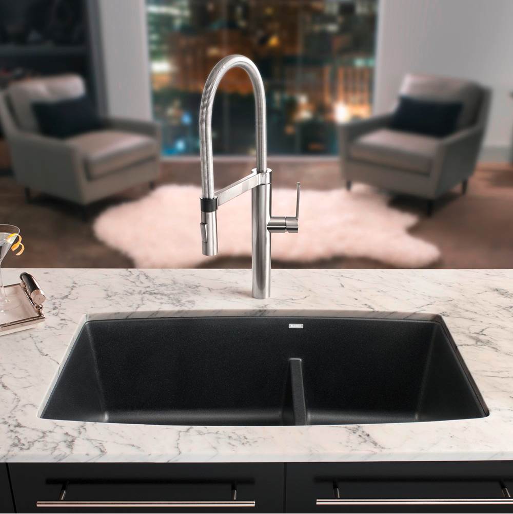 Performa SILGRANIT 33'' 60/40 Double Bowl Undermount Kitchen Sink with Low Divide - White