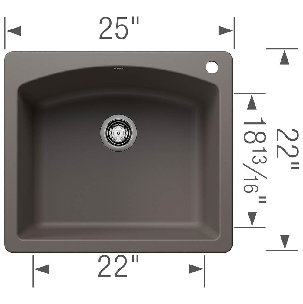 Diamond SILGRANIT 25'' Single Bowl Dual Mount Kitchen Sink - Soft White