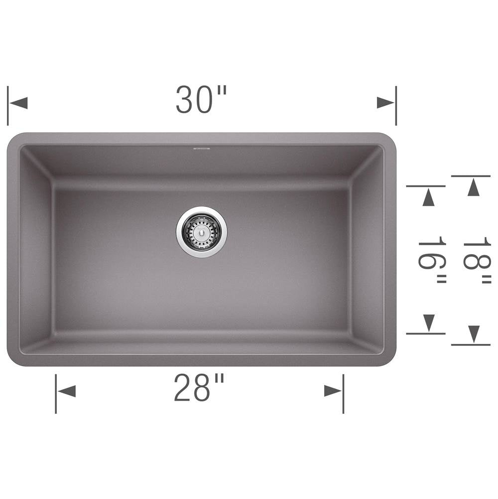 Precis SILGRANIT 30'' Single Bowl Undermount Kitchen Sink - Cinder