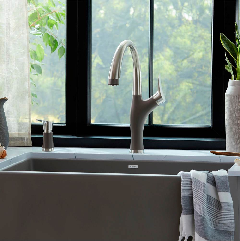 Artona Pull-Down Dual-Spray Kitchen Faucet - PVD Steel/Volcano Gray