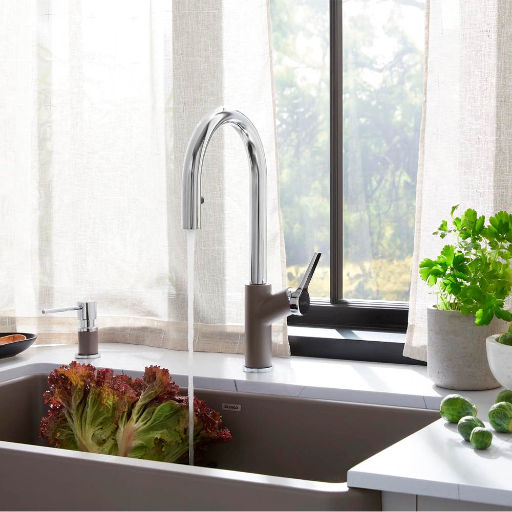 Urbena Pull-Down Dual-Spray Kitchen Faucet - Chrome/Soft White