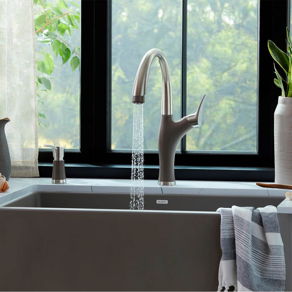 Artona Pull-Down Dual-Spray Kitchen Faucet - PVD Steel/Volcano Gray