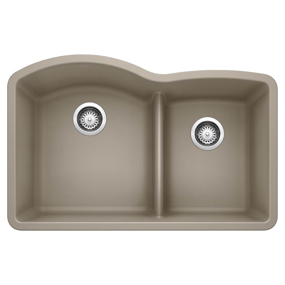Blanco - Diamond SILGRANIT 32'' 60/40 Double Bowl Undermount Kitchen Sink with Low Divide - Truffle - Truffle
