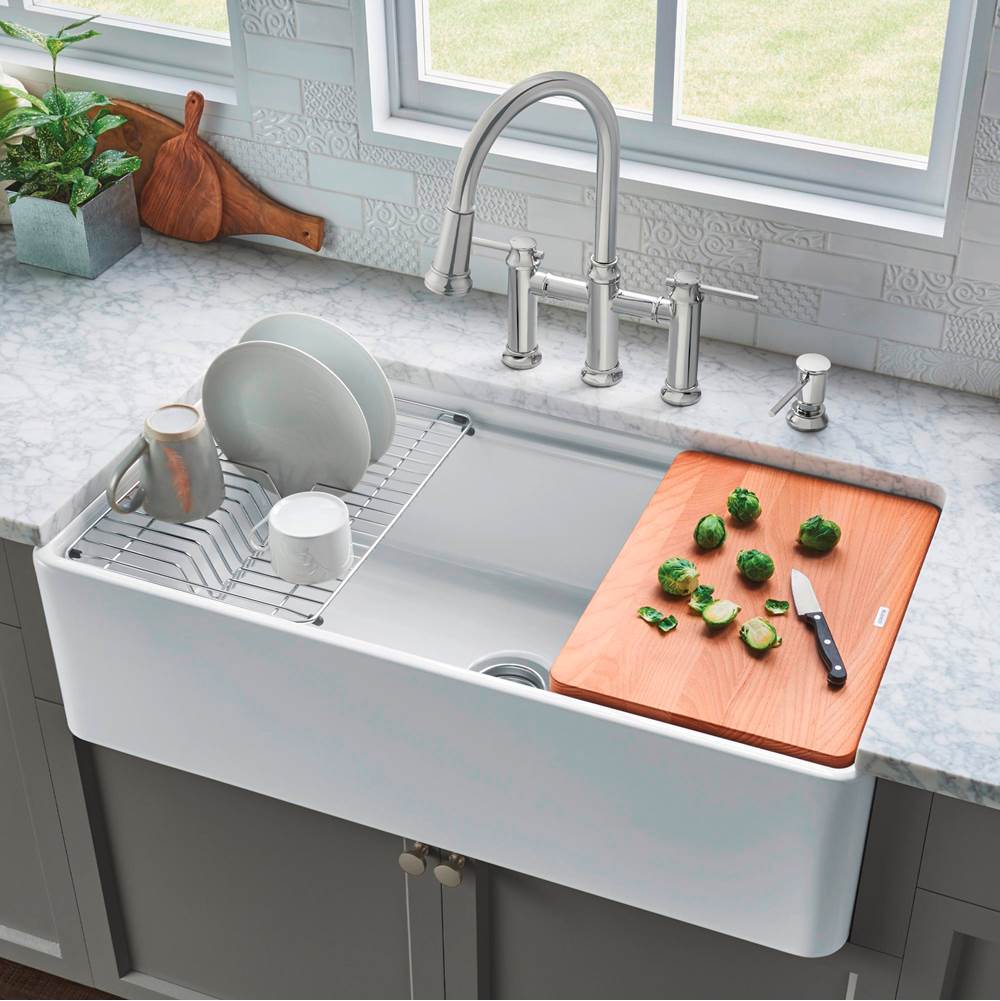 Profina 36'' Single Bowl Apron-Front Fireclay Farmhouse Sink - White
