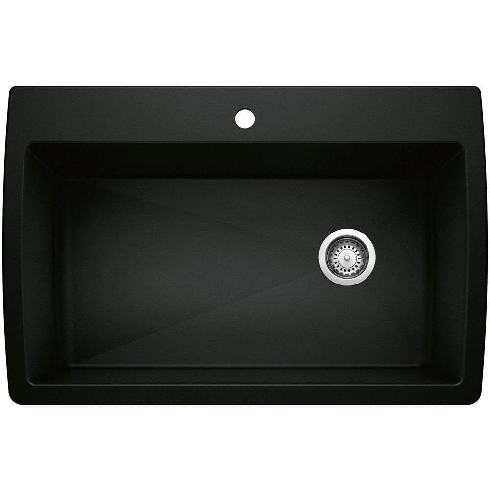 Blanco - Diamond SILGRANIT 33.5'' Super Single Dual Mount Kitchen Sink - Coal Black - Coal Black