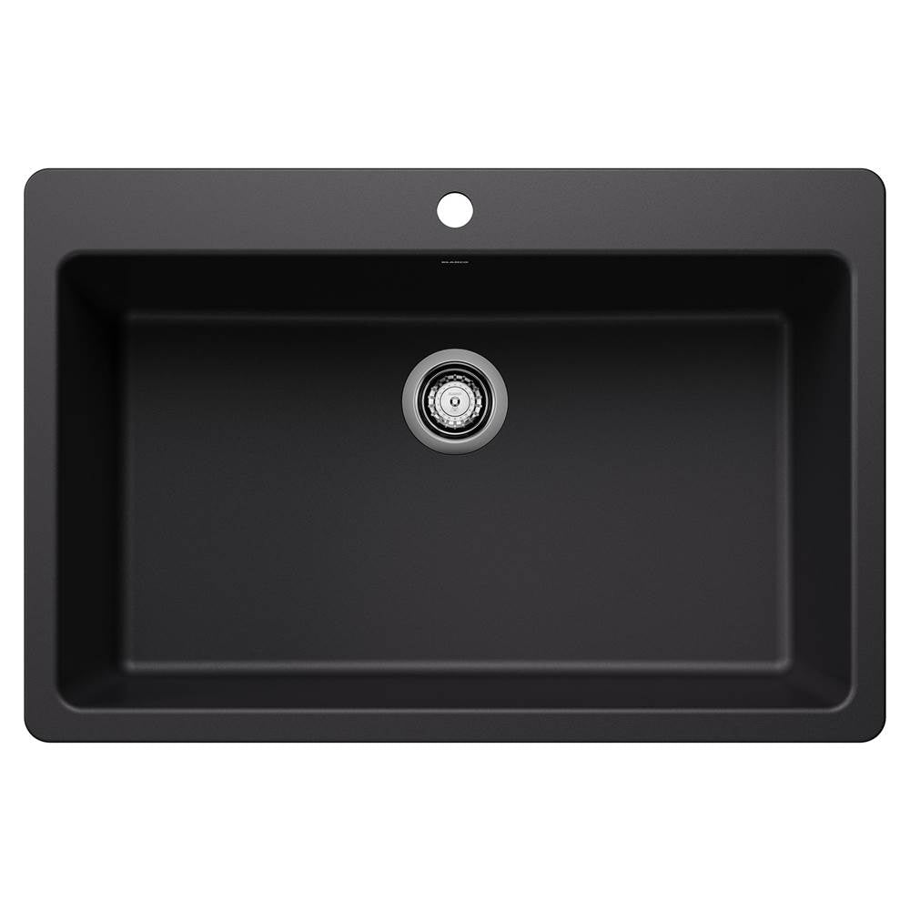 Blanco - Liven SILGRANIT 33'' Super Single Dual Mount Kitchen Sink - Coal Black - Coal Black