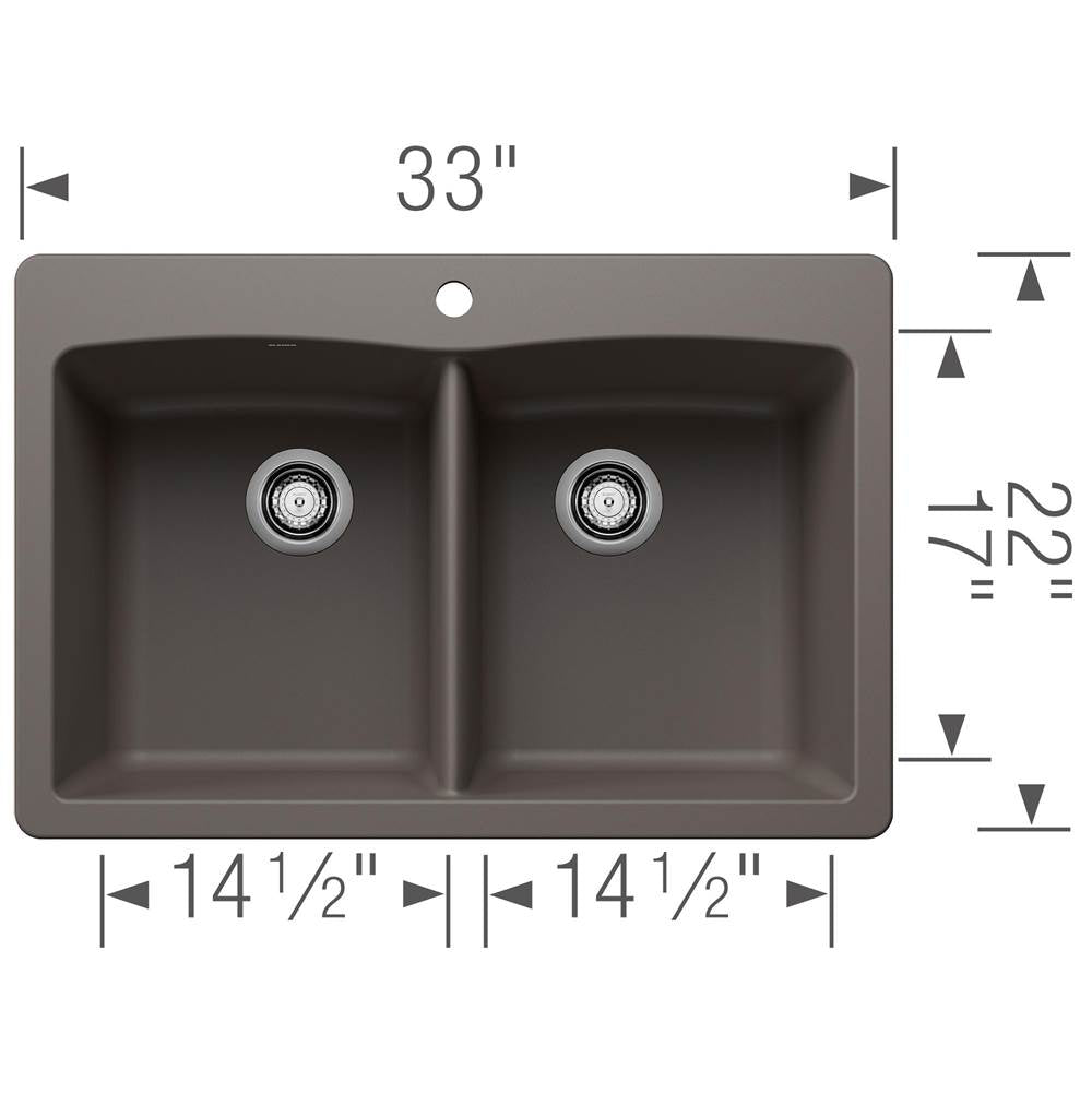 Diamond SILGRANIT 33'' 50/50 Double Bowl Dual Mount Kitchen Sink - Soft White
