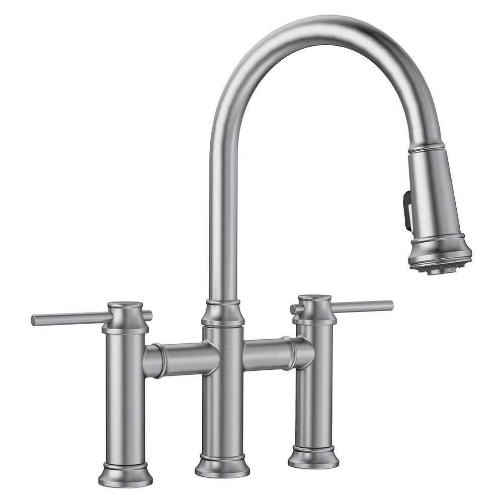 Blanco - Empressa Pull-Down Dual-Spray Bridge Faucet - PVD Steel - PVD Steel