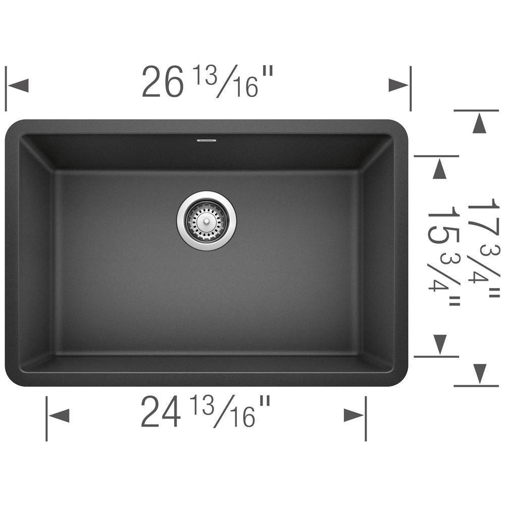 Precis SILGRANIT 27'' Single Bowl Undermount Kitchen Sink - Coal Black