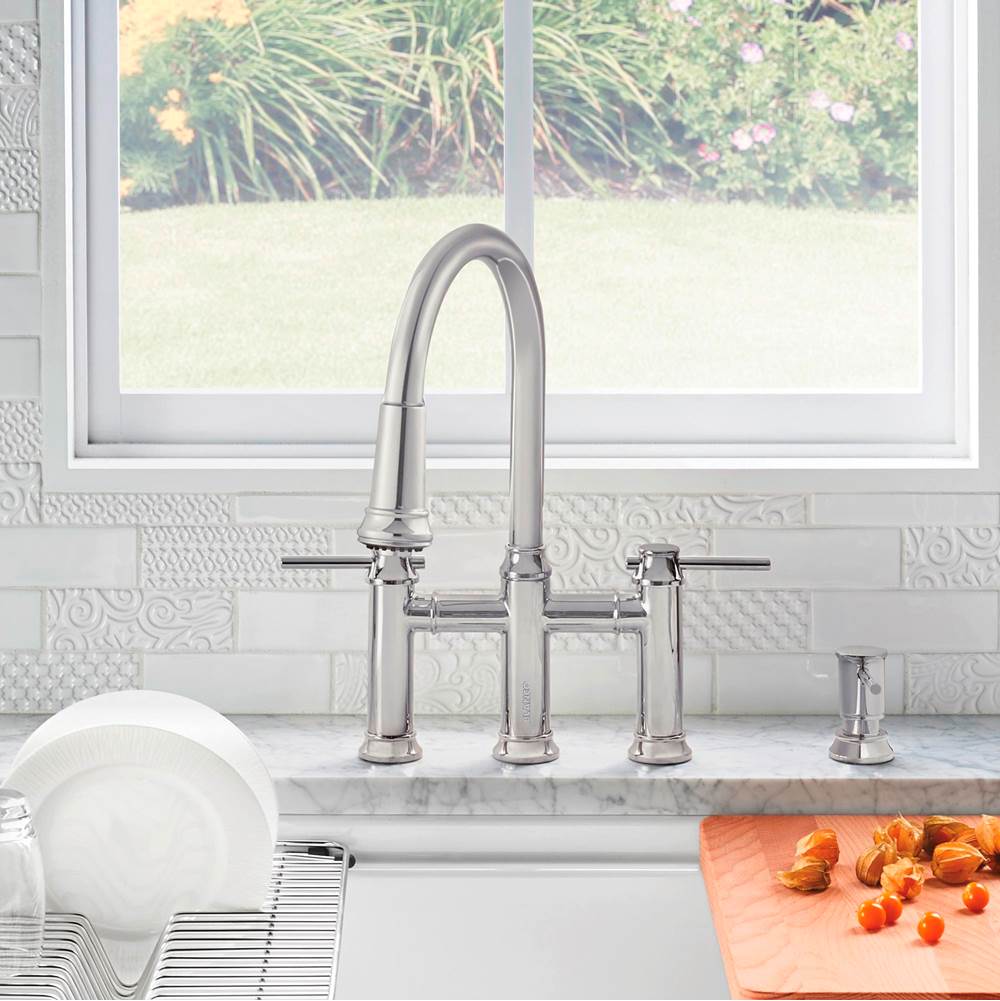 Empressa Pull-Down Dual-Spray Bridge Faucet - Chrome