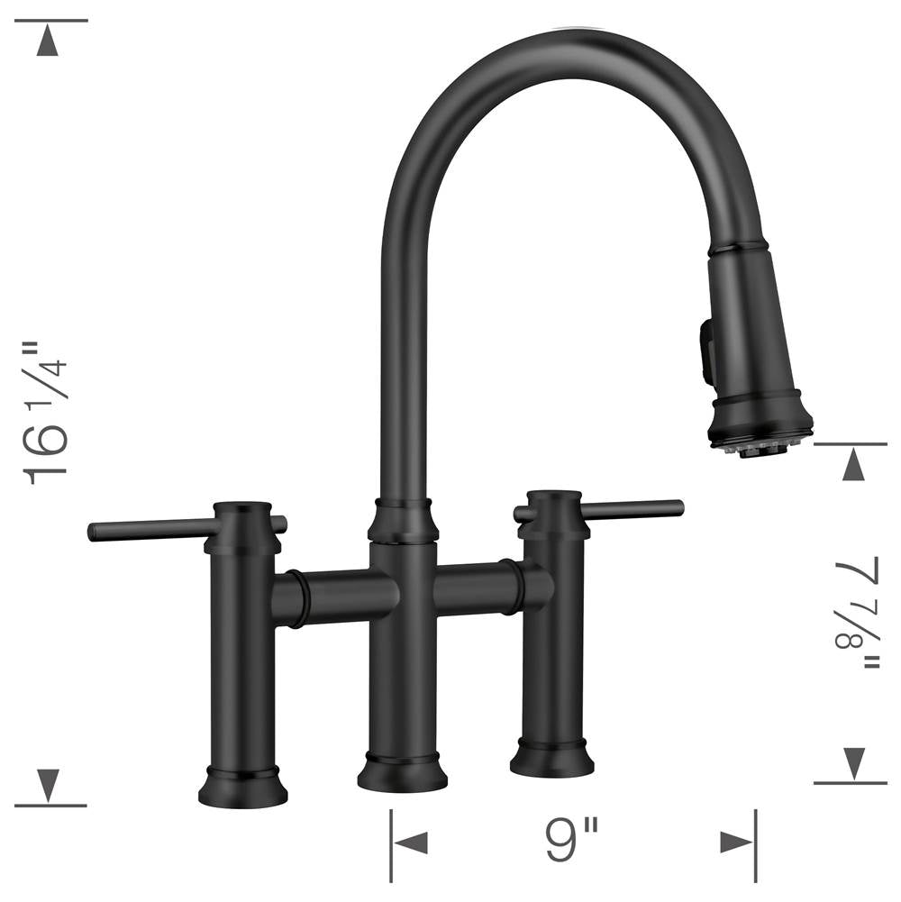 Empressa Pull-Down Dual-Spray Bridge Faucet - Chrome
