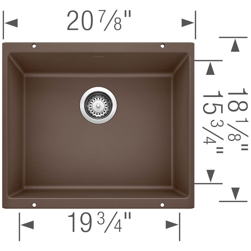 Precis SILGRANIT 21'' Single Bowl Undermount Kitchen Sink - Coal Black