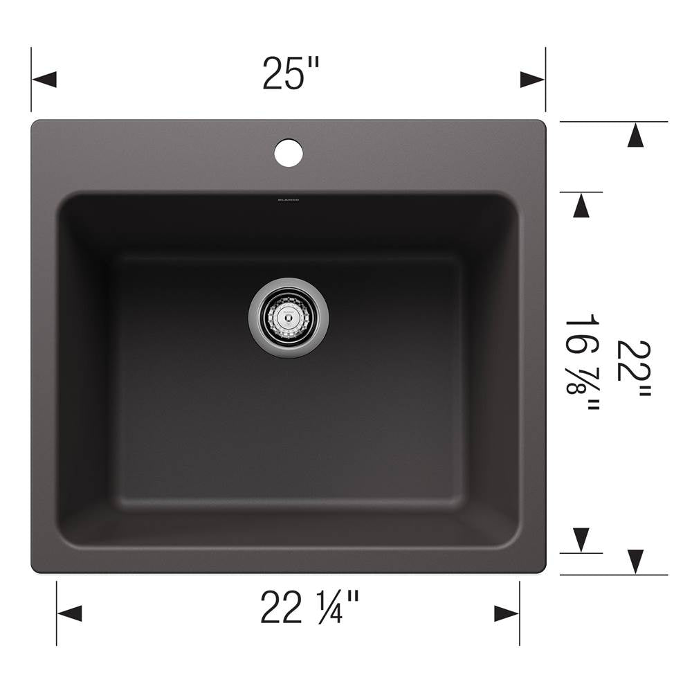Liven SILGRANIT 25'' Single Bowl Dual Mount Laundry Sink - Anthracite