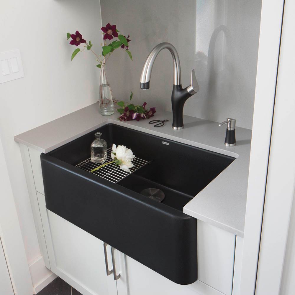 Ikon SILGRANIT 30'' Single Bowl Apron-Front Farmhouse Sink - Anthracite