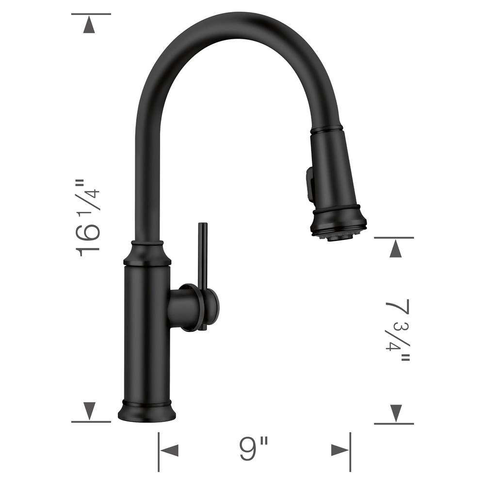 Empressa High Arc Pull-Down Dual-Spray Kitchen Faucet - PVD Steel