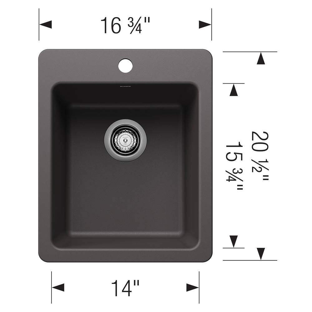 Liven SILGRANIT 17'' Dual Mount Bar Sink - Coal Black
