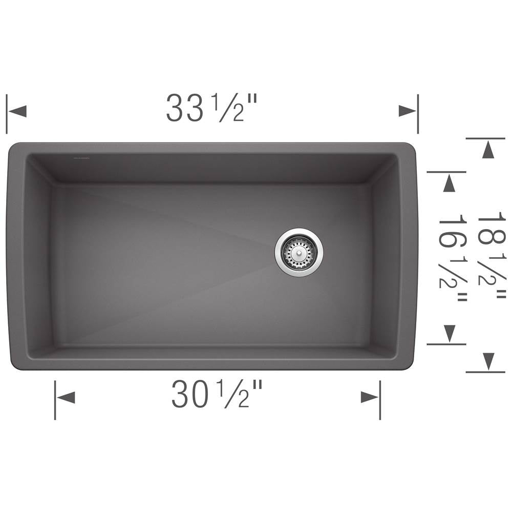 Diamond SILGRANIT 33'' Super Single Undermount Kitchen Sink - Cinder