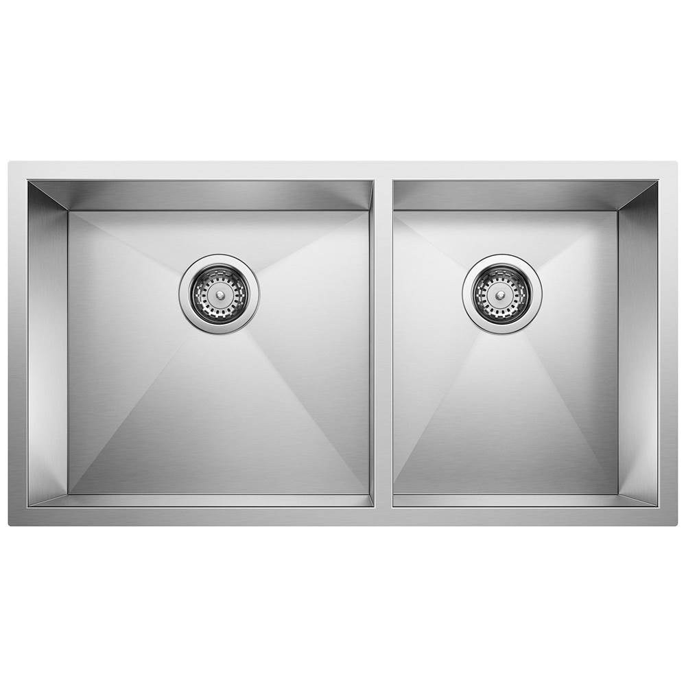 Blanco - Precision R10 33'' 60/40 Double Bowl Undermount Stainless Steel Kitchen Sink - Satin Polish
