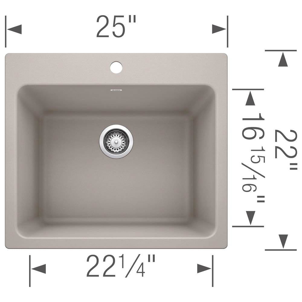Liven SILGRANIT 25'' Single Bowl Dual Mount Laundry Sink - Anthracite