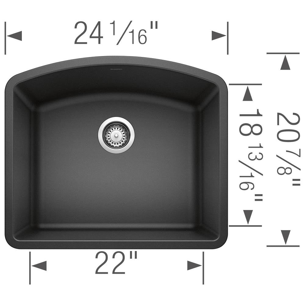 Diamond SILGRANIT 24'' Single Bowl Undermount Kitchen Sink - Cafe