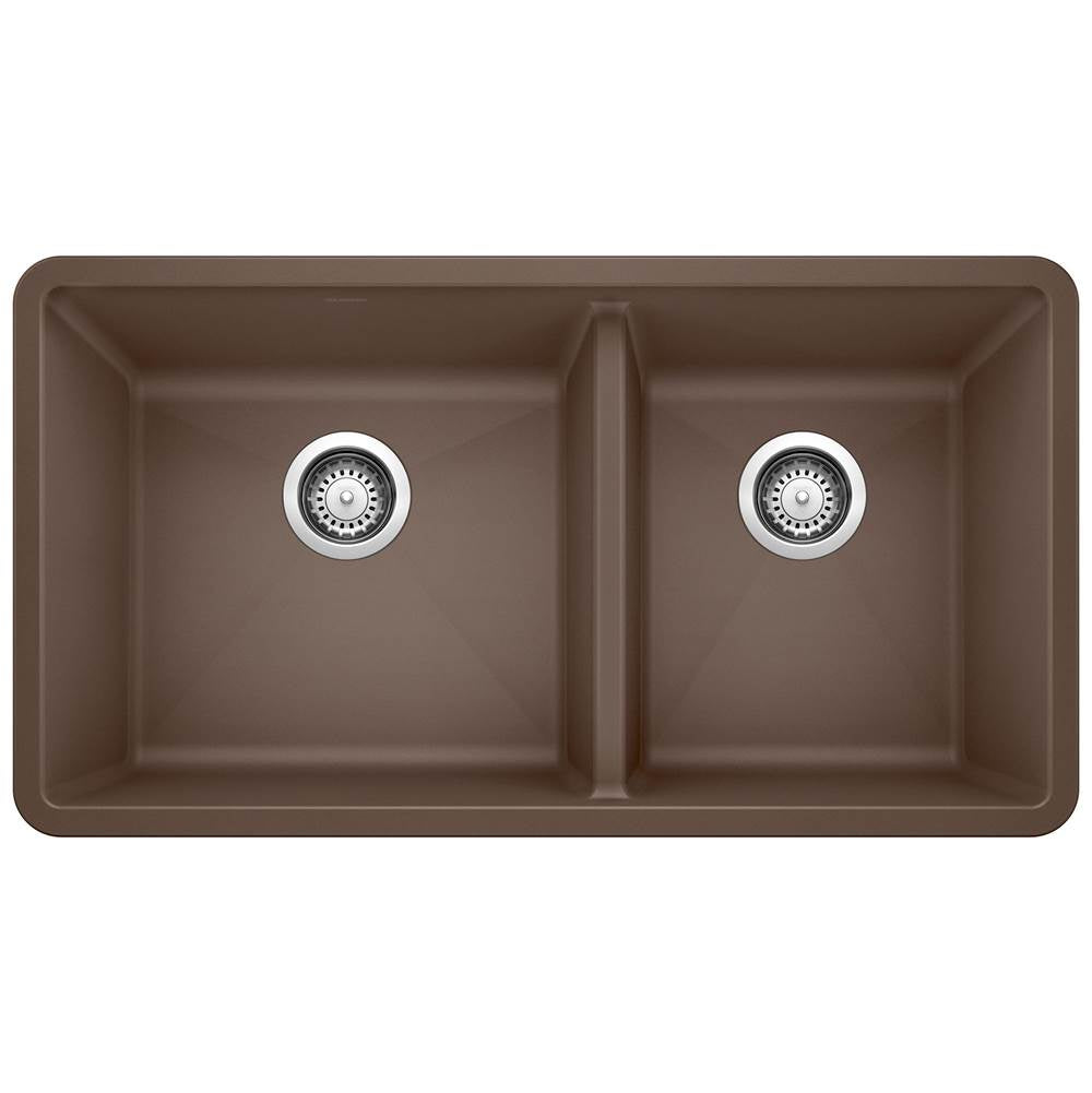 Blanco - Precis SILGRANIT 33'' 60/40 Double Bowl Undermount Kitchen Sink - Cafe - Cafe