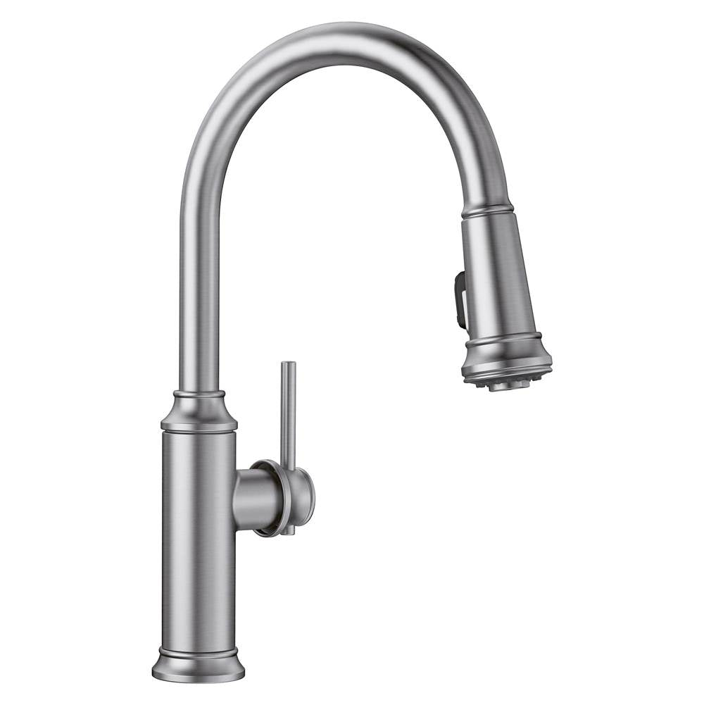 Blanco - Empressa High Arc Pull-Down Dual-Spray Kitchen Faucet - PVD Steel - PVD Steel