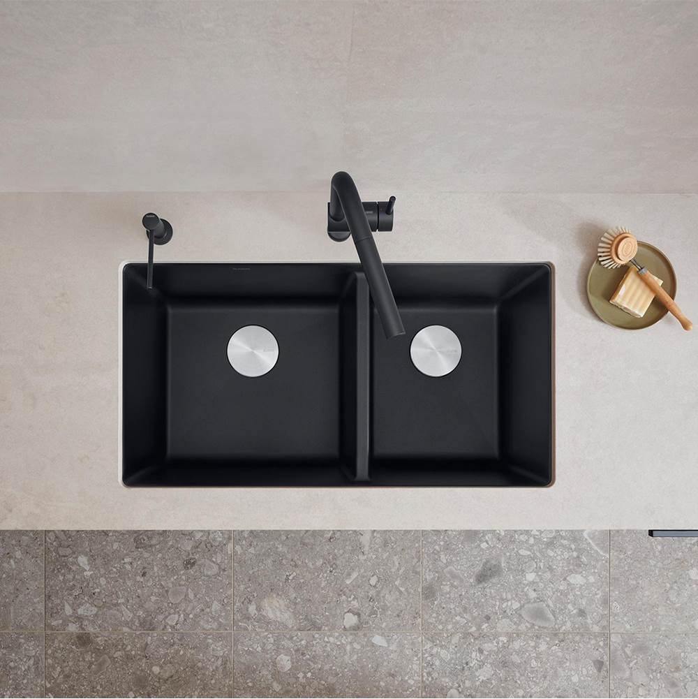 Precis SILGRANIT 33'' 60/40 Double Bowl Undermount Kitchen Sink - White