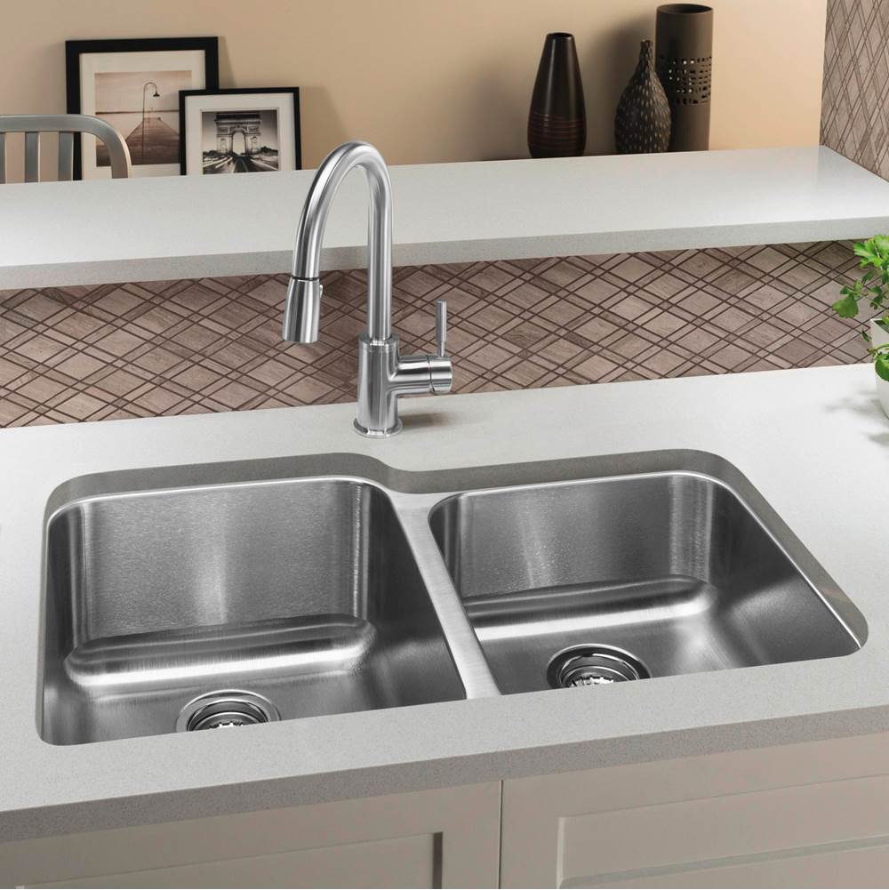Stellar 32'' 60/40 Double Bowl Undermount Stainless Steel Kitchen Sink