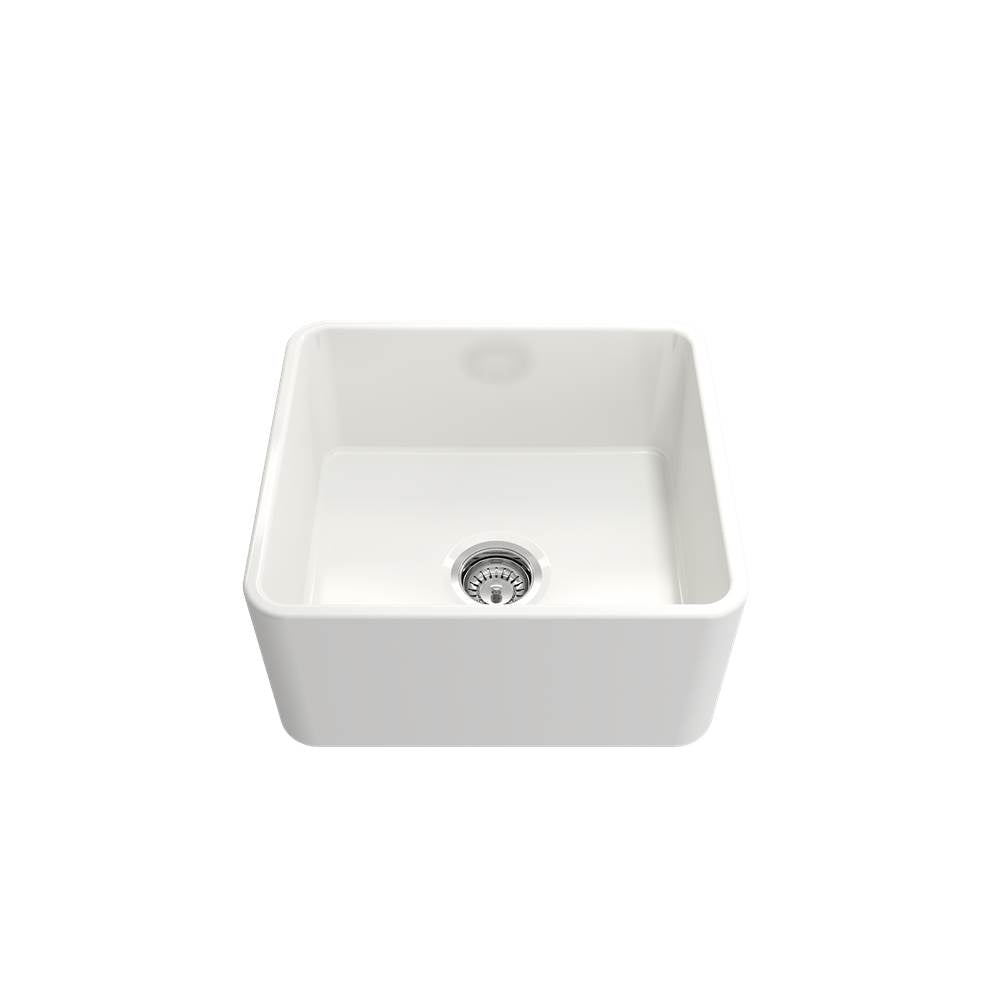 Classico Farmhouse Apron Front Fireclay 20 in. Single Bowl Kitchen Sink with Protective Bottom Grid and Strainer in White