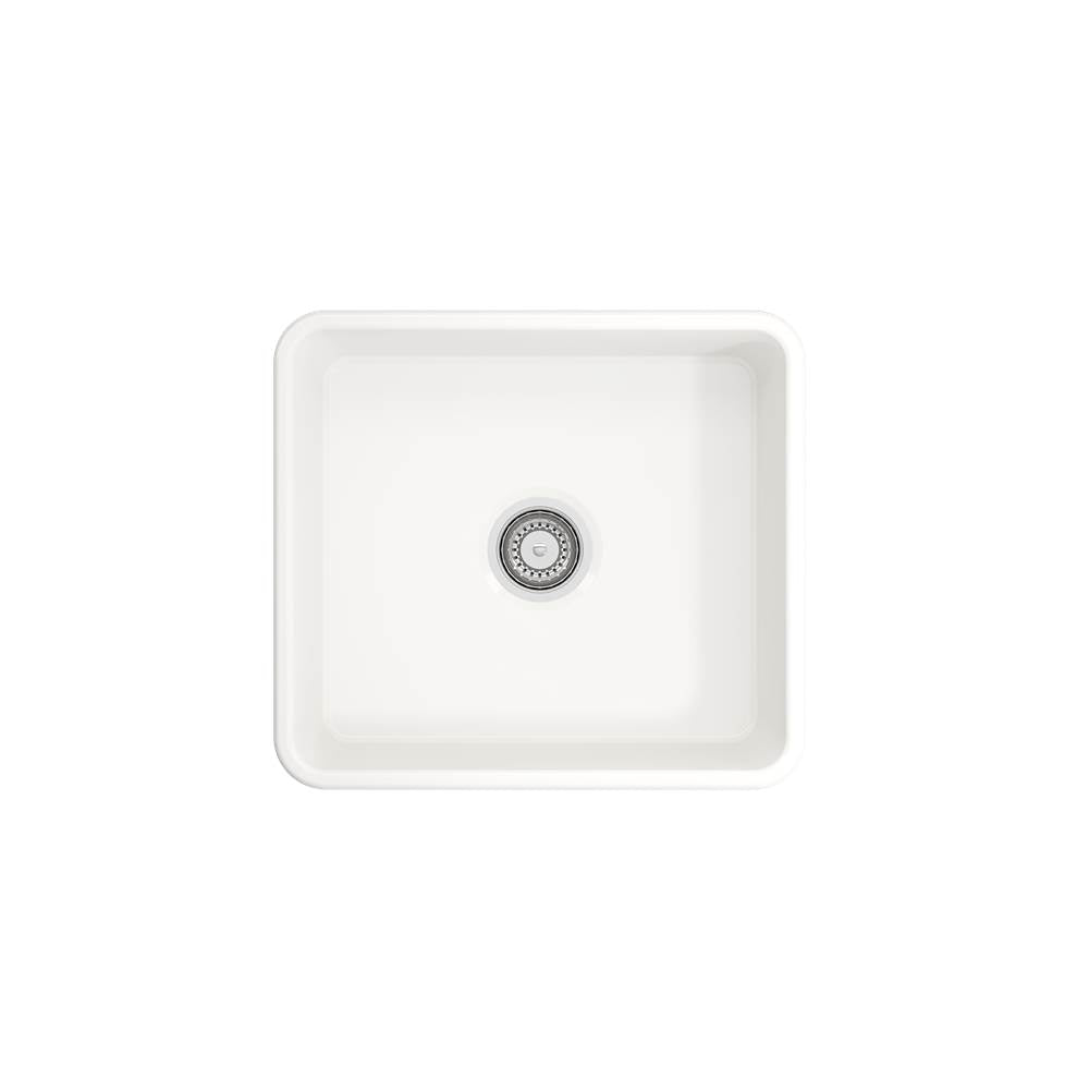 Classico Farmhouse Apron Front Fireclay 20 in. Single Bowl Kitchen Sink with Protective Bottom Grid and Strainer in White