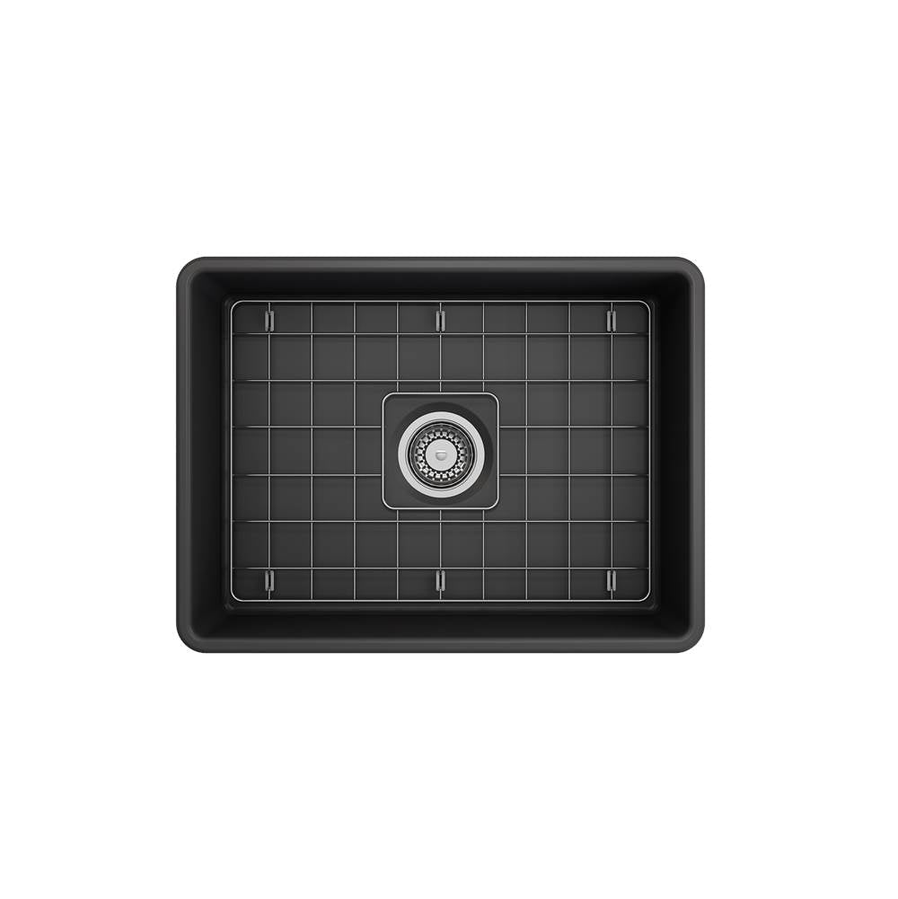 Classico Farmhouse Apron Front Fireclay 24 in. Single Bowl Kitchen Sink with Protective Bottom Grid and Strainer in White