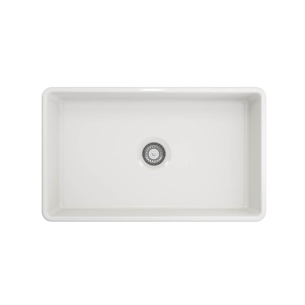 Classico Farmhouse Apron Front Fireclay 30 in. Single Bowl Kitchen Sink with Protective Bottom Grid and Strainer in White