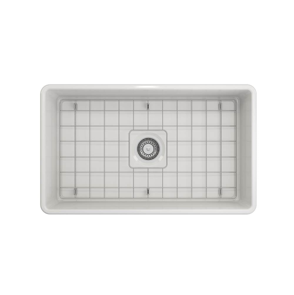 Classico Farmhouse Apron Front Fireclay 30 in. Single Bowl Kitchen Sink with Protective Bottom Grid and Strainer in White