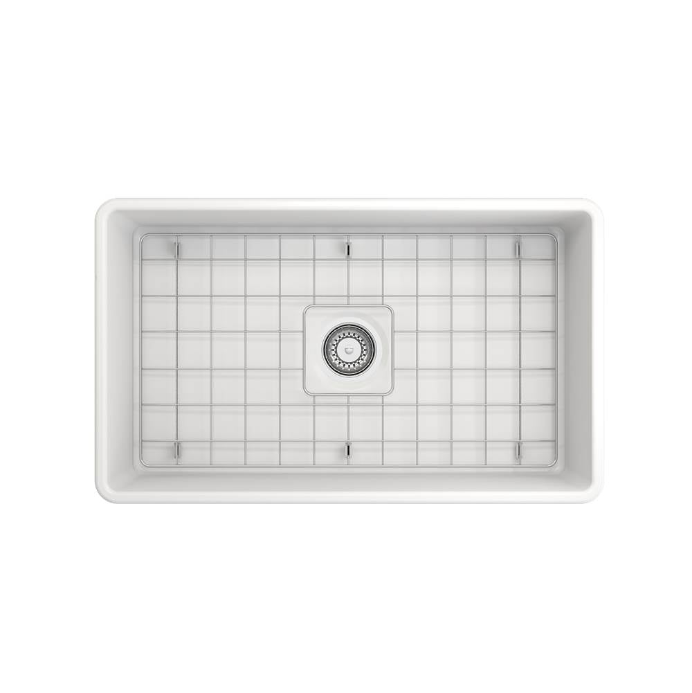Classico Farmhouse Apron Front Fireclay 30 in. Single Bowl Kitchen Sink with Protective Bottom Grid and Strainer in White