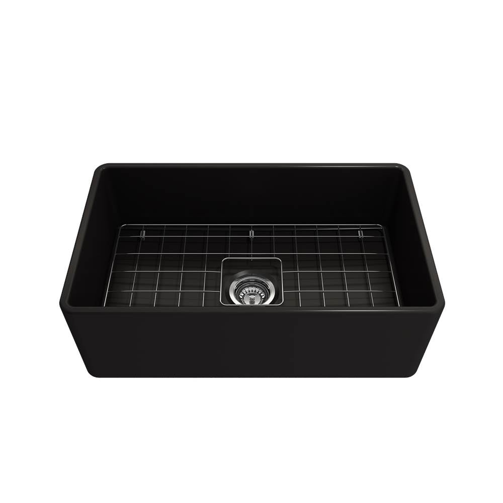 Classico Farmhouse Apron Front Fireclay 30 in. Single Bowl Kitchen Sink with Protective Bottom Grid and Strainer in White
