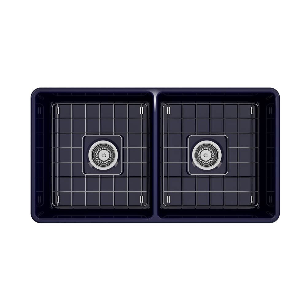 Classico Farmhouse Apron Front Fireclay 33 in. Double Bowl Kitchen Sink with Protective Bottom Grids and Strainers in White