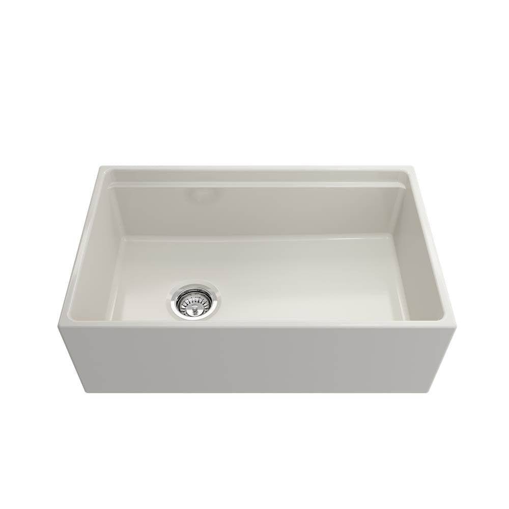 Contempo Step-Rim Apron Front Fireclay 30 in. Single Bowl Kitchen Sink with Integrated Work Station & Accessories in White