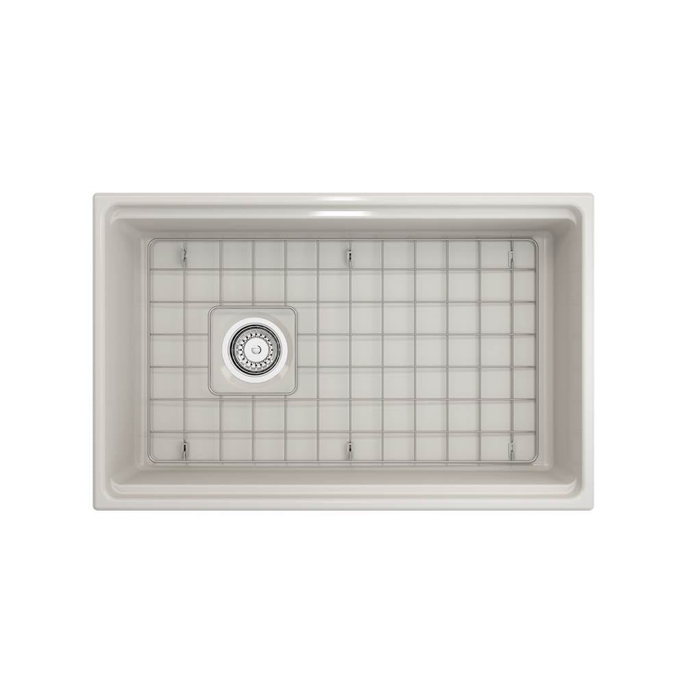 Contempo Step-Rim Apron Front Fireclay 30 in. Single Bowl Kitchen Sink with Integrated Work Station & Accessories in White