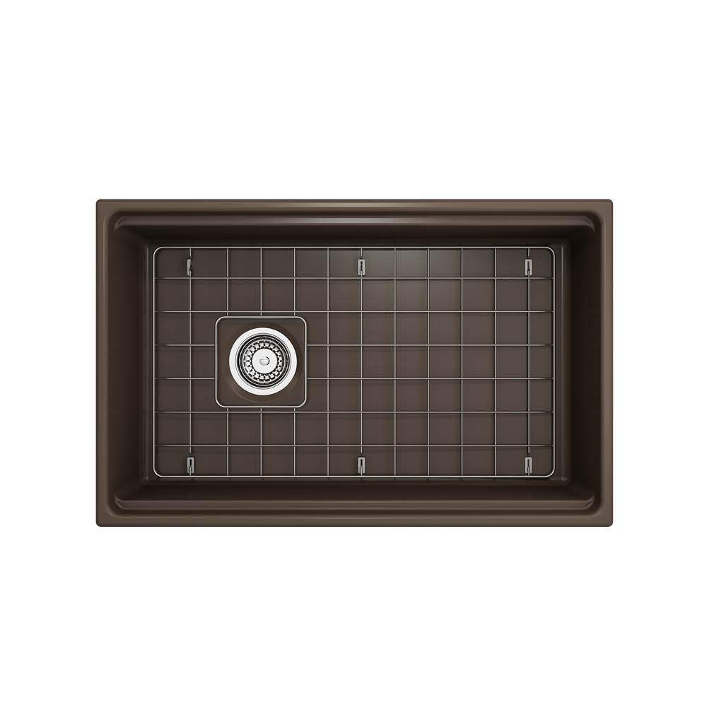 Contempo Step-Rim Apron Front Fireclay 30 in. Single Bowl Kitchen Sink with Integrated Work Station & Accessories in White