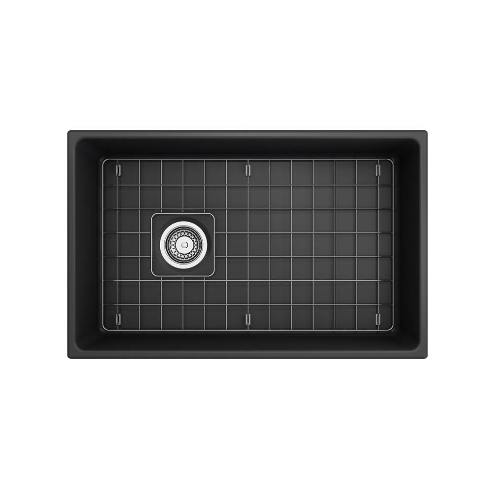Contempo Apron Front Fireclay 30 in. Single Bowl Kitchen Sink with Protective Bottom Grid and Strainer in White