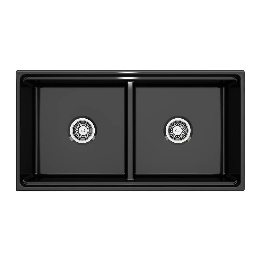 Contempo Step-Rim Apron Front Fireclay 36 in. Double Bowl Kitchen Sink with Integrated Work Station & Accessories in White