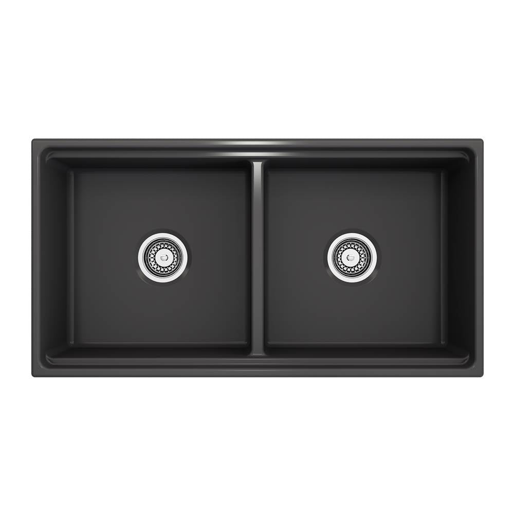 Contempo Step-Rim Apron Front Fireclay 36 in. Double Bowl Kitchen Sink with Integrated Work Station & Accessories in White