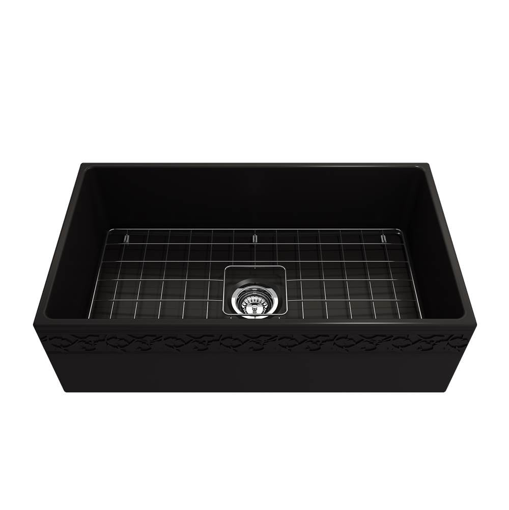 Vigneto Apron Front Fireclay 33 in. Single Bowl Kitchen Sink with Protective Bottom Grid and Strainer in White